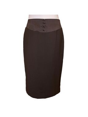 Rebecca Taylor Brown Wool Blend Pencil Skirt Satin Waistband Size 6 Midi